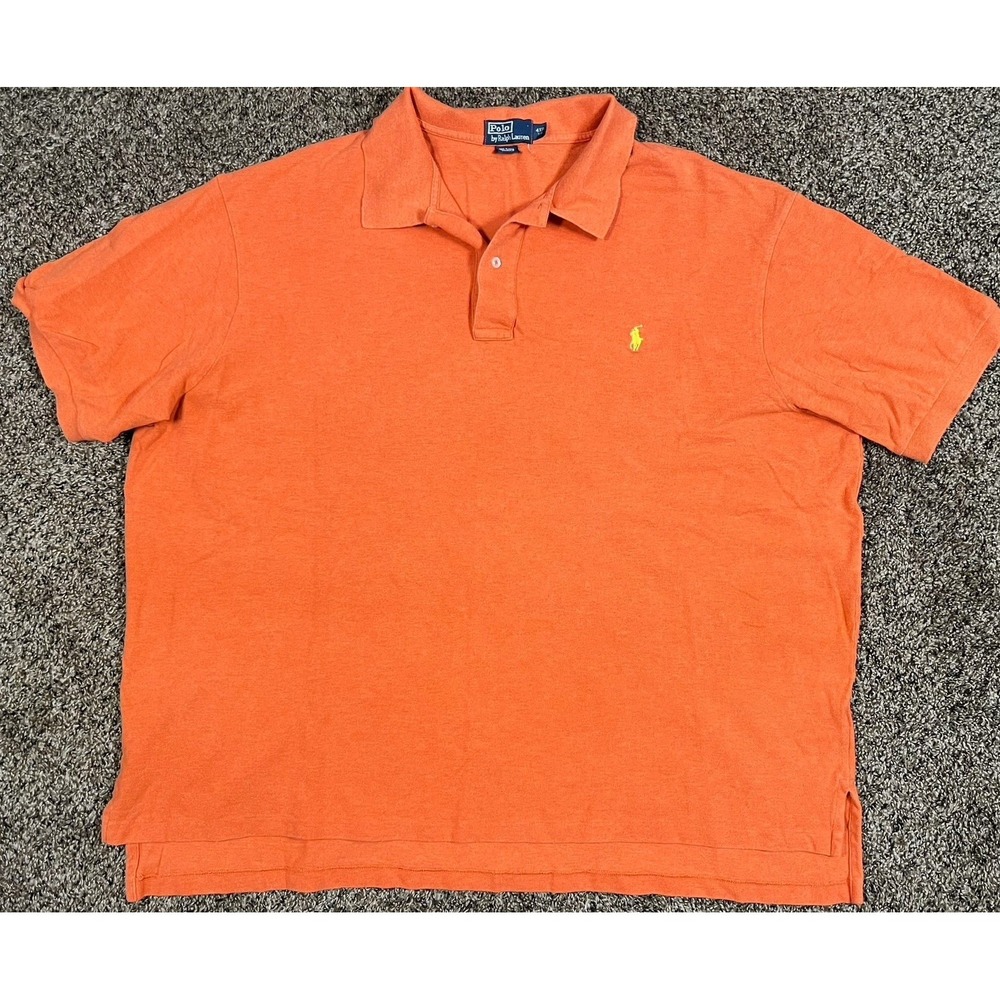 Ralph Lauren Polo Shirt Men's Sz 4XB Orange Pony Logo Casual Rugby Preppy‎